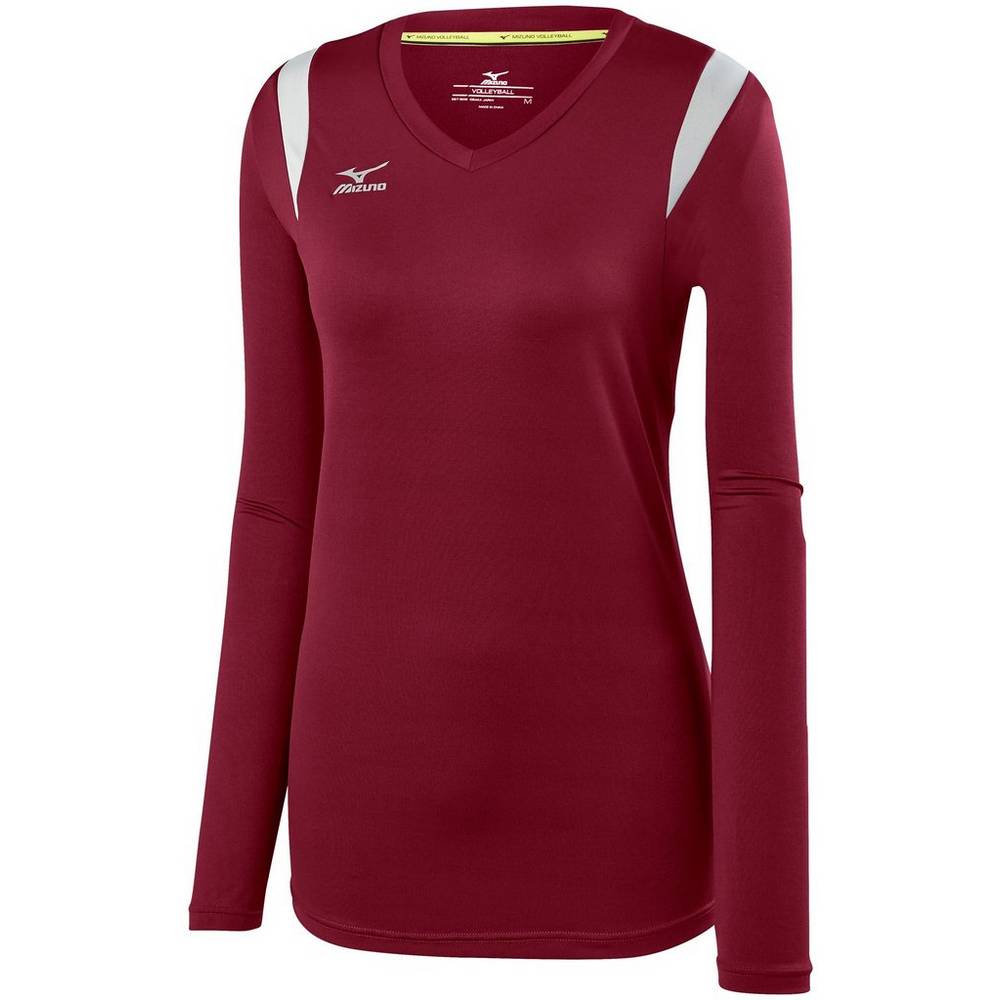 Mizuno Women's Balboa 5.0 Long Sleeve Volleyball Jersey Burgundy/Silver (440645-GQI)